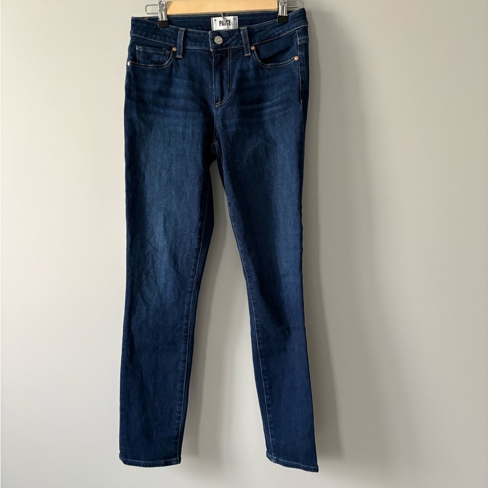 Paige Skyline Ankle Peg Dark Blue Jeans